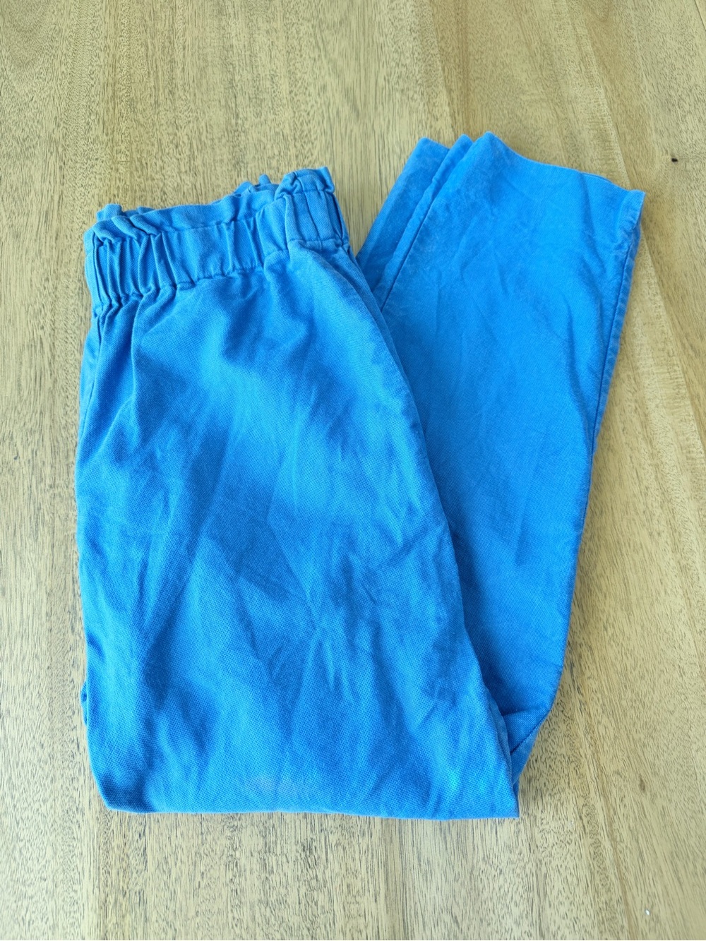Ann Taylor Bright Blue Elastic-Waist lettuce Linen Like Joggers small